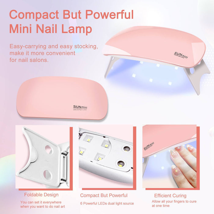 6 PCS Poly Gel Nail Kit With UV Lamp, Top Base Coat Builder Nails Art Tools